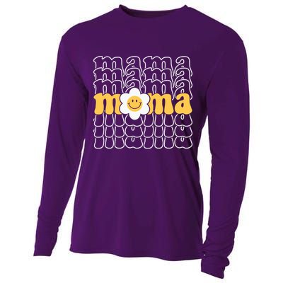 Mama Retro Sunflower Mothers Day Cooling Performance Long Sleeve Crew