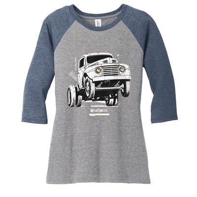 Motortrend Roadkill Stubby Bob Women's Tri-Blend 3/4-Sleeve Raglan Shirt