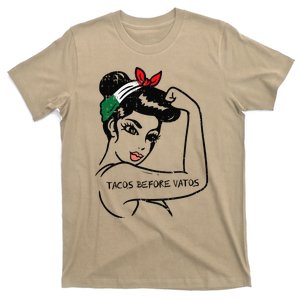 Mexican Rosie Strong Woman Tacos Before Vatos Cinco De Mayo T-Shirt