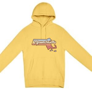 Massachusetts Retro Sunset Logo Premium Pullover Hoodie