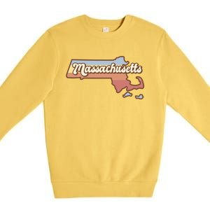 Massachusetts Retro Sunset Logo Premium Crewneck Sweatshirt