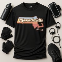Massachusetts Retro Sunset Logo Cooling Performance Crew T-Shirt