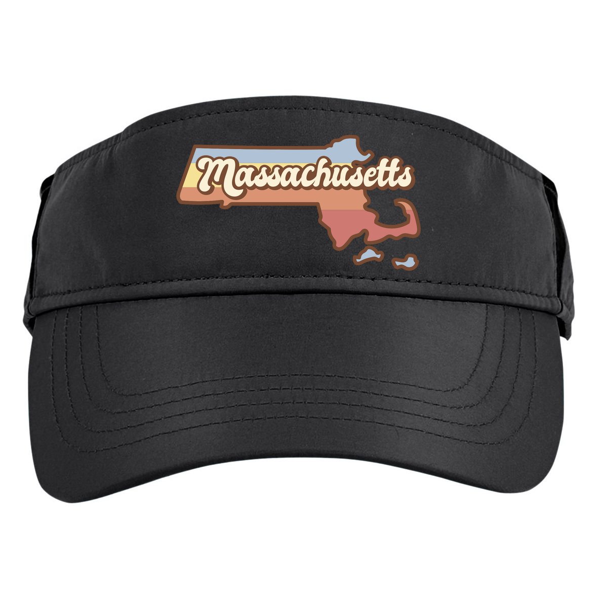 Massachusetts Retro Sunset Logo Adult Drive Performance Visor
