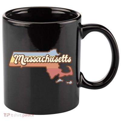 Massachusetts Retro Sunset Logo 11oz C Handle Ceramic Mug