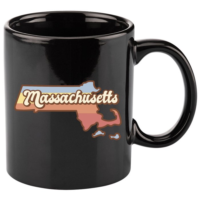 Massachusetts Retro Sunset Logo 11oz C Handle Ceramic Mug
