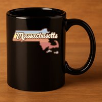 Massachusetts Retro Sunset Logo 11oz C Handle Ceramic Mug