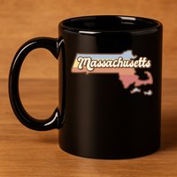 Massachusetts Retro Sunset Logo 11oz C Handle Ceramic Mug