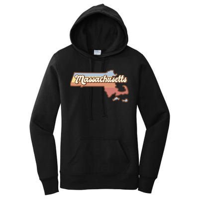 Massachusetts Retro Sunset Logo Women's Pullover Hoodie