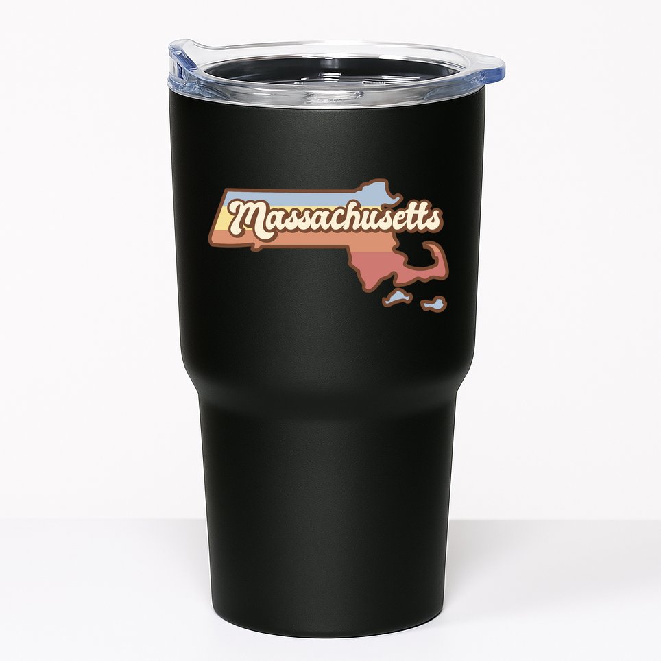 Massachusetts Retro Sunset Logo Tumbler