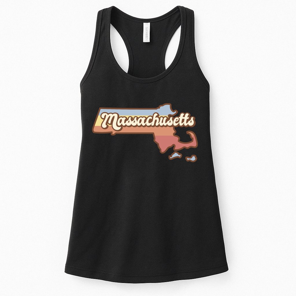 Massachusetts Retro Sunset Logo Womens Tank Top