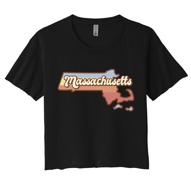 Massachusetts Retro Sunset Logo Crop Top