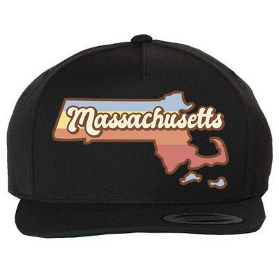 Massachusetts Retro Sunset Logo Wool Snapback Cap