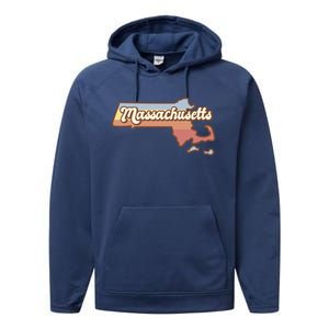 Massachusetts Retro Sunset Logo Performance Fleece Hoodie