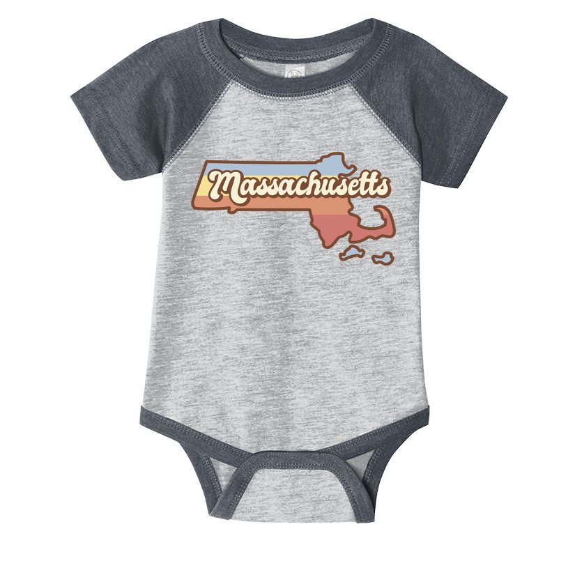 Massachusetts Retro Sunset Logo Infant Baby Jersey Bodysuit