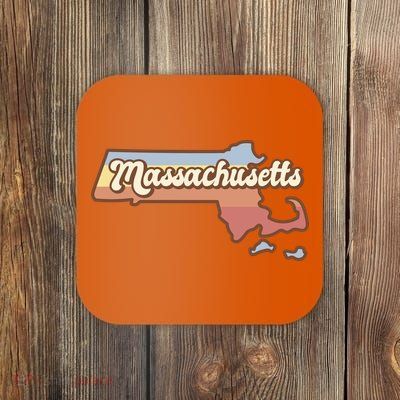 Massachusetts Retro Sunset Logo Coaster