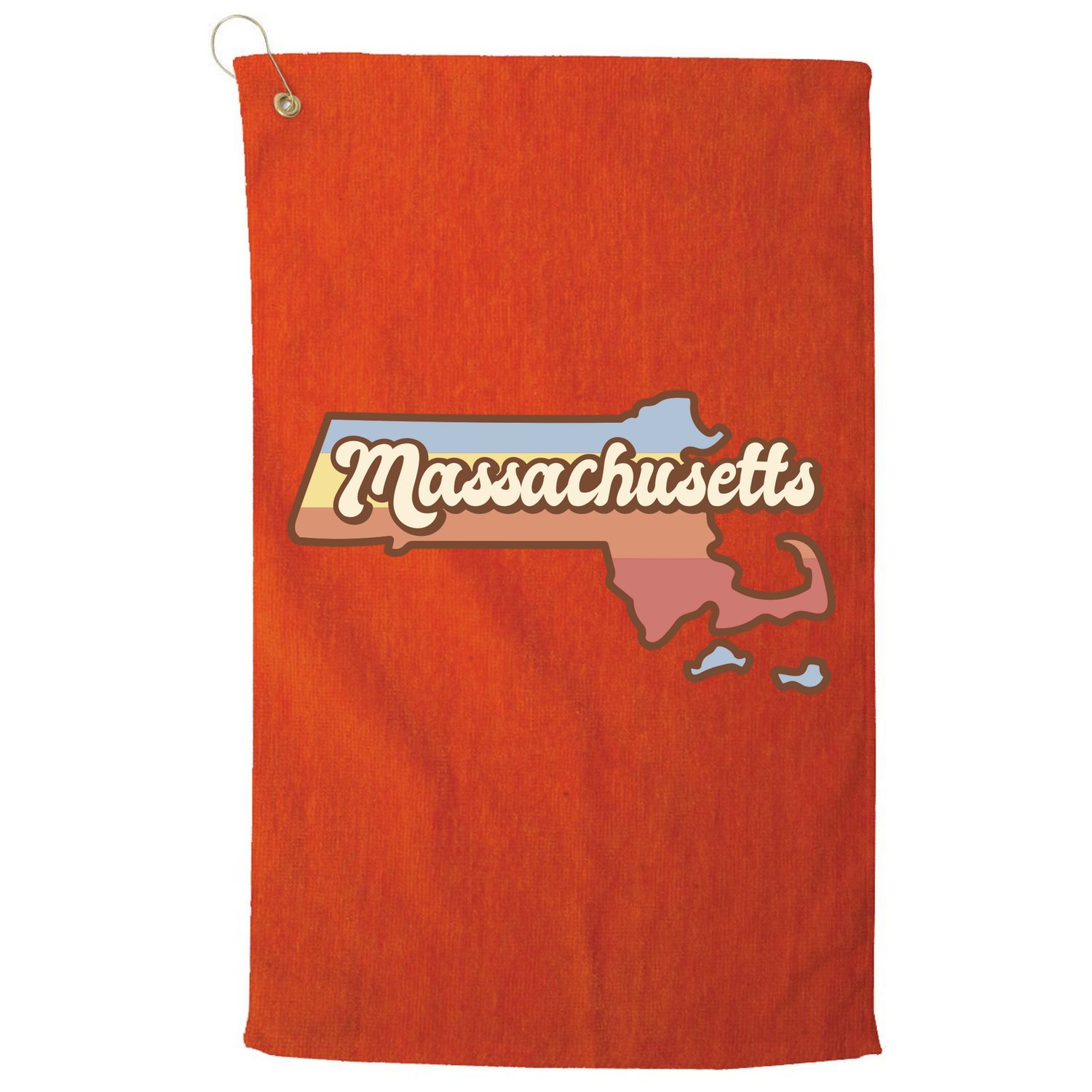 Massachusetts Retro Sunset Logo Golf Towel