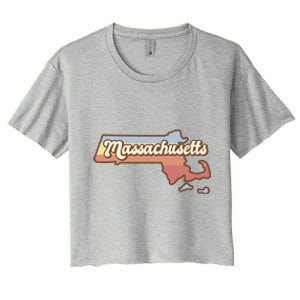 Massachusetts Retro Sunset Logo Women's Crop Top Tee