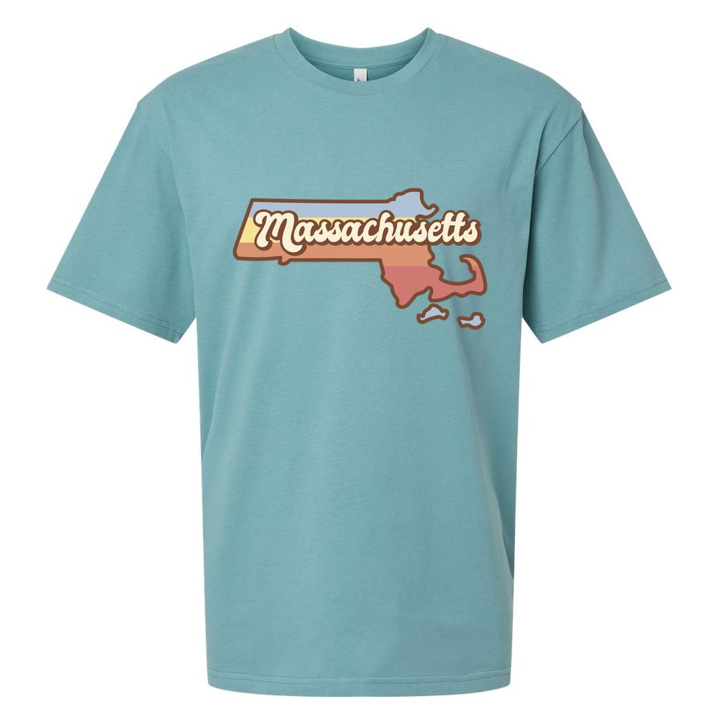 Massachusetts Retro Sunset Logo Sueded Cloud Jersey T-Shirt