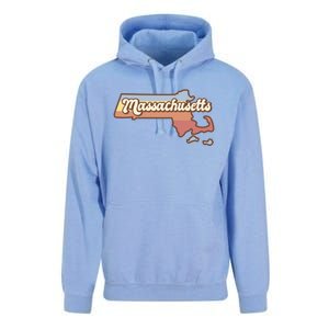 Massachusetts Retro Sunset Logo Unisex Surf Hoodie