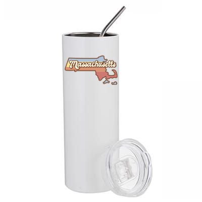 Massachusetts Retro Sunset Logo Stainless Steel Tumbler