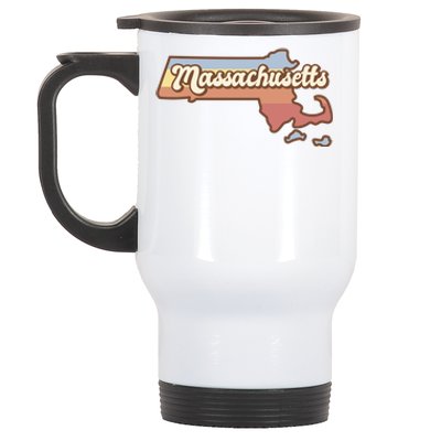 Massachusetts Retro Sunset Logo Stainless Steel Travel Mug