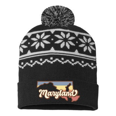 Maryland Retro Sunset Logo USA-Made Snowflake Beanie