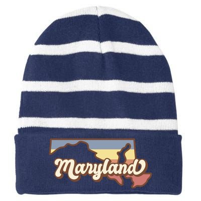 Maryland Retro Sunset Logo Striped Beanie with Solid Band