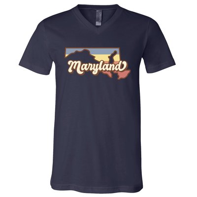 Maryland Retro Sunset Logo V-Neck T-Shirt