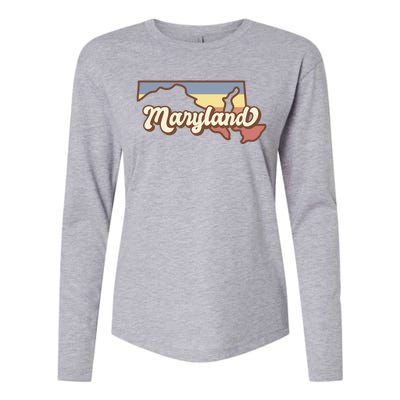 Maryland Retro Sunset Logo Womens Cotton Relaxed Long Sleeve T-Shirt