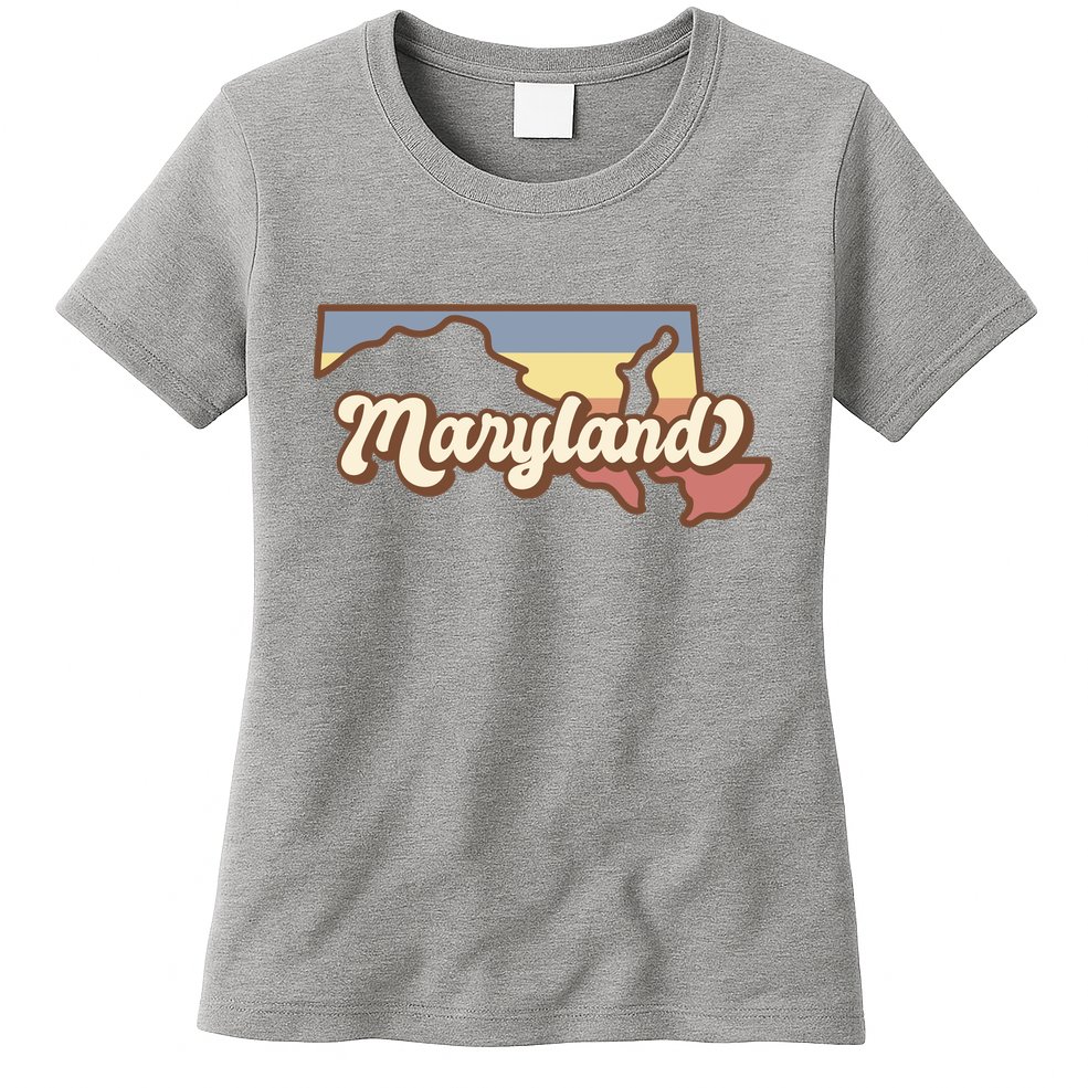 Maryland Retro Sunset Logo Womens T-Shirt