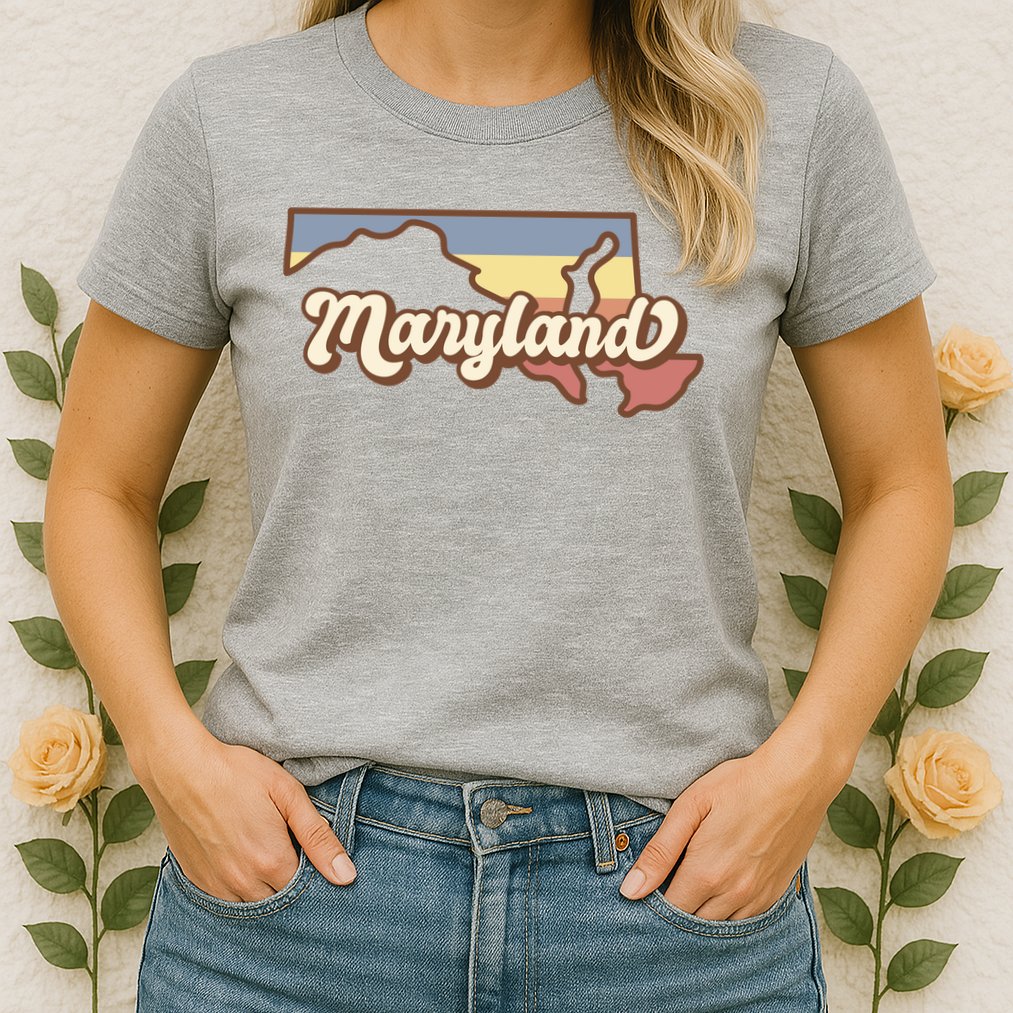 Maryland Retro Sunset Logo Womens T-Shirt