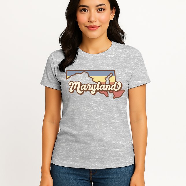 Maryland Retro Sunset Logo Womens T-Shirt