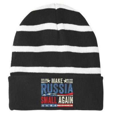 Make Russia Small Again Funny Make Russia Small Again Striped Beanie with Solid Band