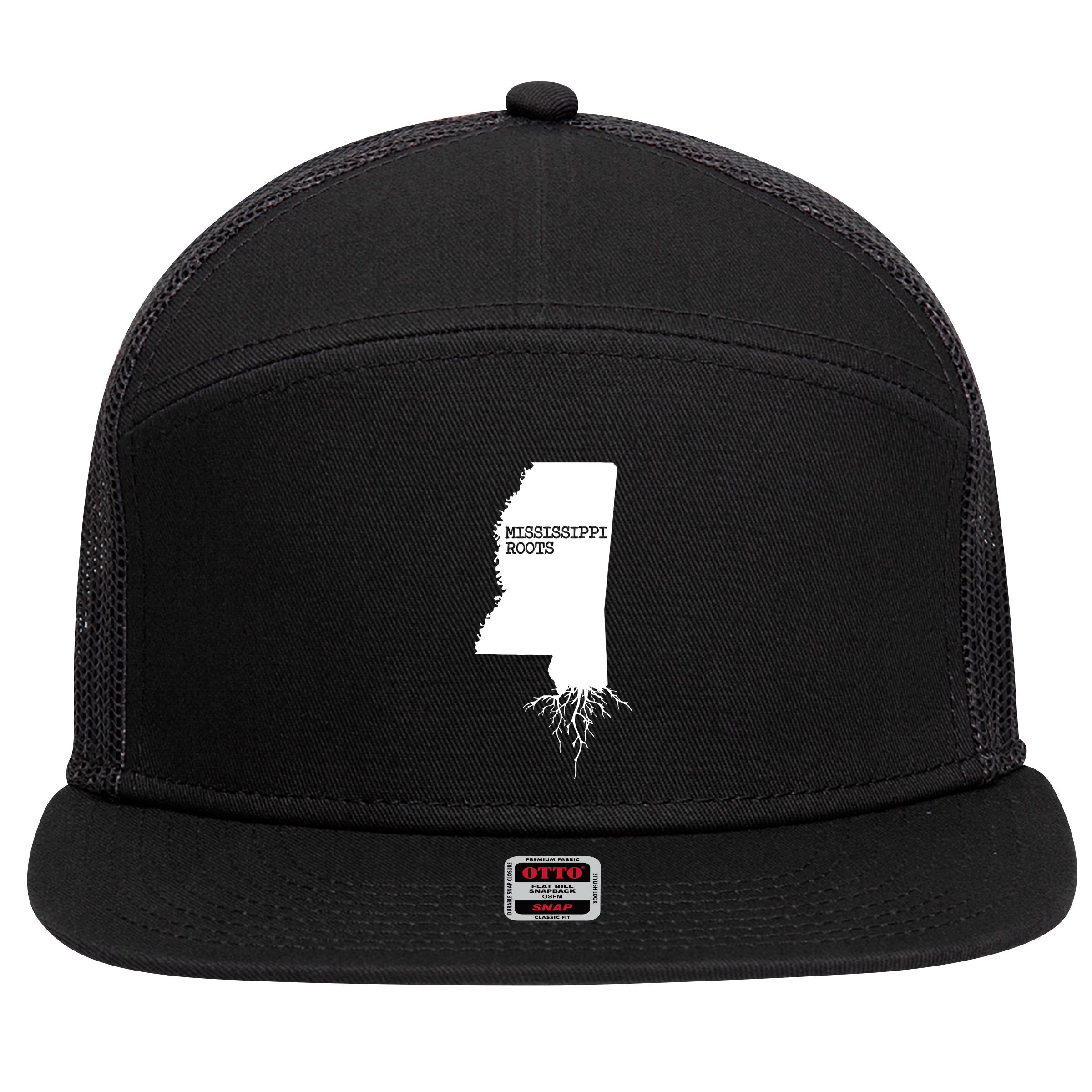 Mississippi Roots State Map Mississippi 7 Panel Mesh Trucker Snapback Hat