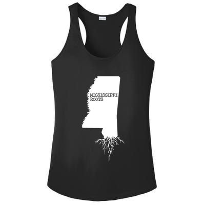 Mississippi Roots State Map Mississippi Ladies PosiCharge Competitor Racerback Tank