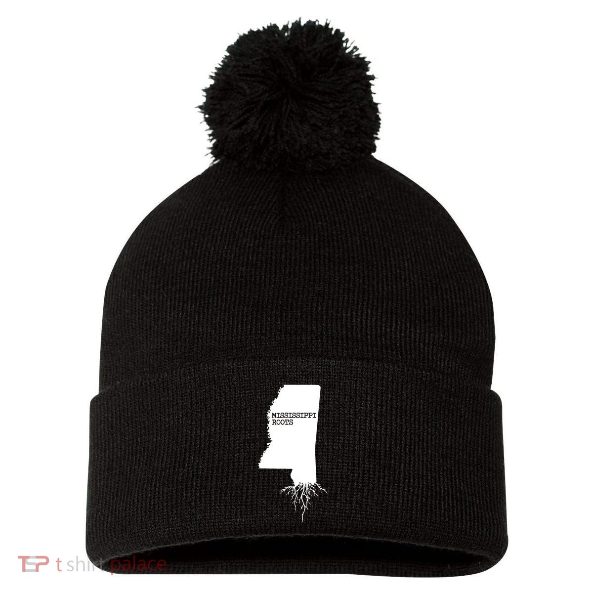 Mississippi Roots State Map Mississippi Pom Pom 12in Knit Beanie
