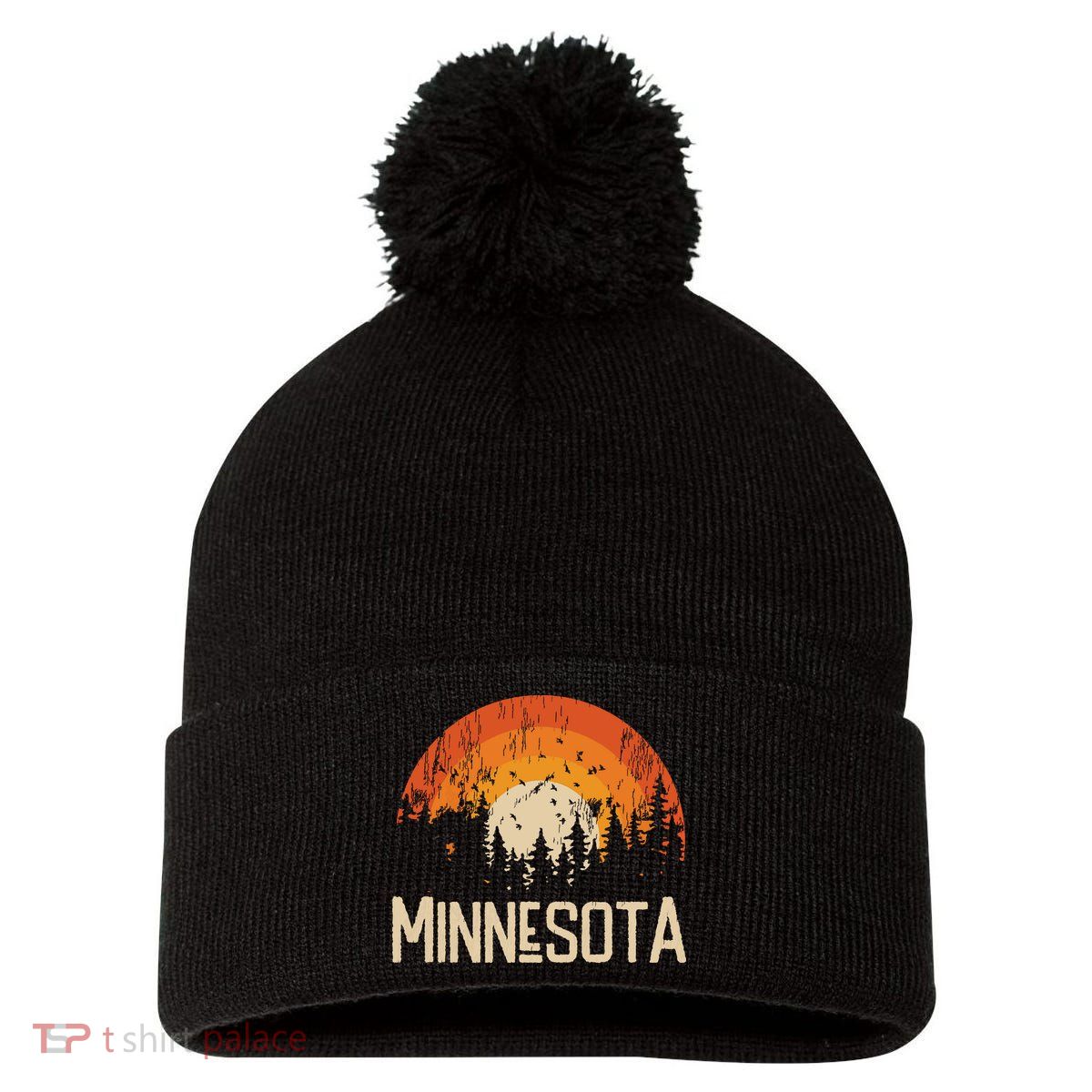 Minnesota Retro Style Vintage 70s 80s Pom Pom 12in Knit Beanie