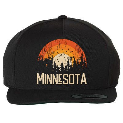 Minnesota Retro Style Vintage 70s 80s Wool Snapback Cap