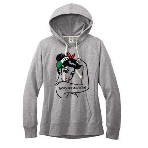 Mexican Rosie Strong Woman Tacos Before Vatos Cinco De Mayo Women's Fleece Hoodie