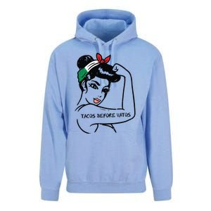 Mexican Rosie Strong Woman Tacos Before Vatos Cinco De Mayo Unisex Surf Hoodie