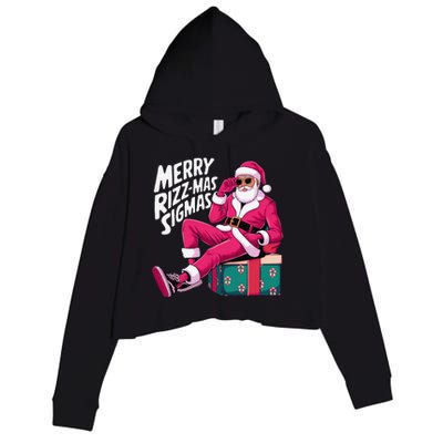 Merry Rizzmas Sigmas Santa Rizzler Crop Fleece Hoodie