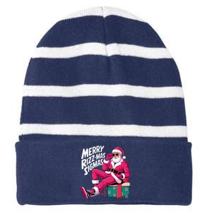 Merry Rizzmas Sigmas Santa Rizzler Striped Beanie with Solid Band