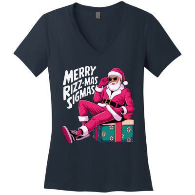 Merry Rizzmas Sigmas Santa Rizzler Women's V-Neck T-Shirt