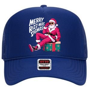 Merry Rizzmas Sigmas Santa Rizzler High Crown Mesh Back Trucker Hat