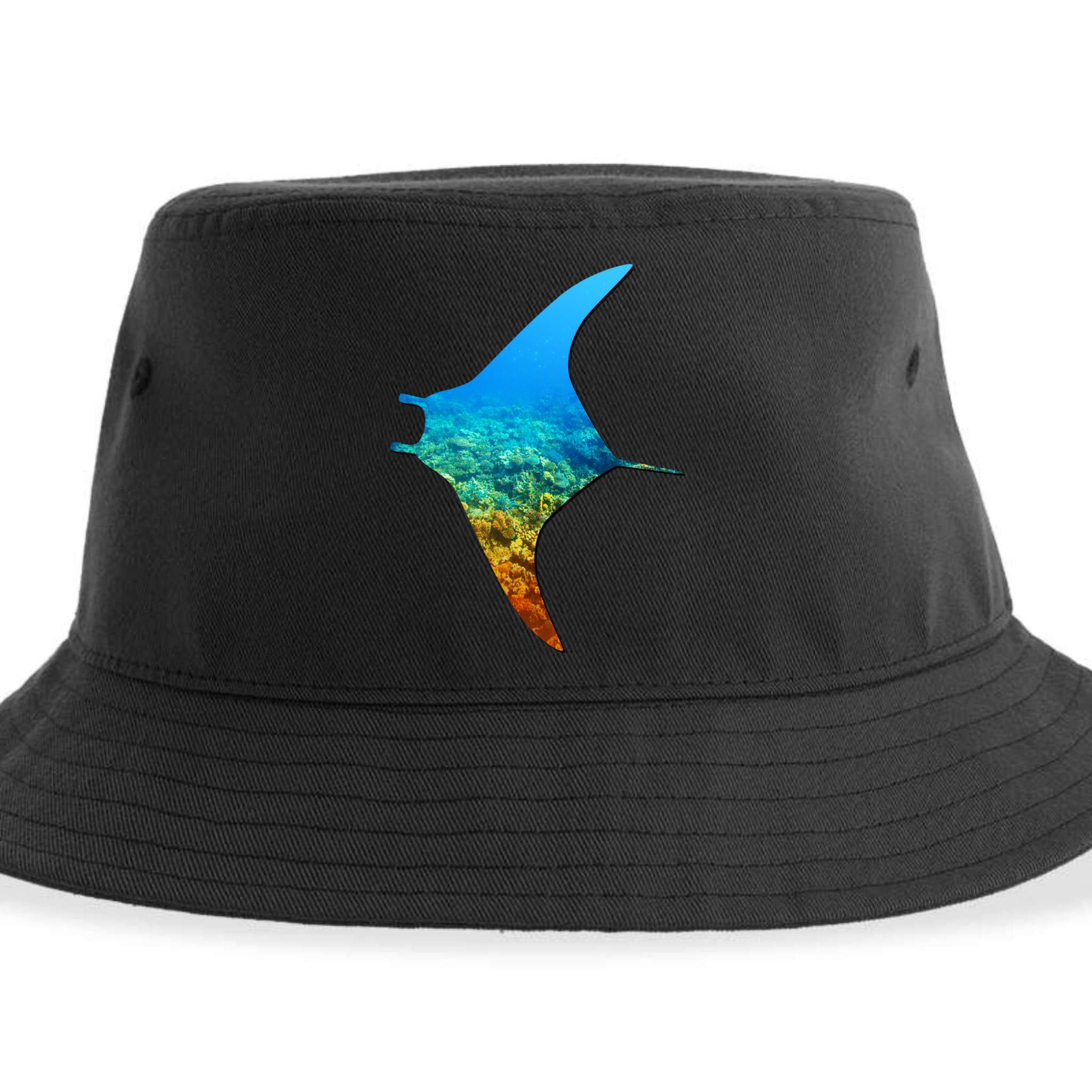 Manta Ray Silhouette Earth Day And Ocean Week Gift Sustainable Bucket Hat