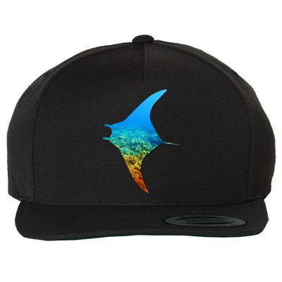 Manta Ray Silhouette Earth Day And Ocean Week Gift Wool Snapback Cap
