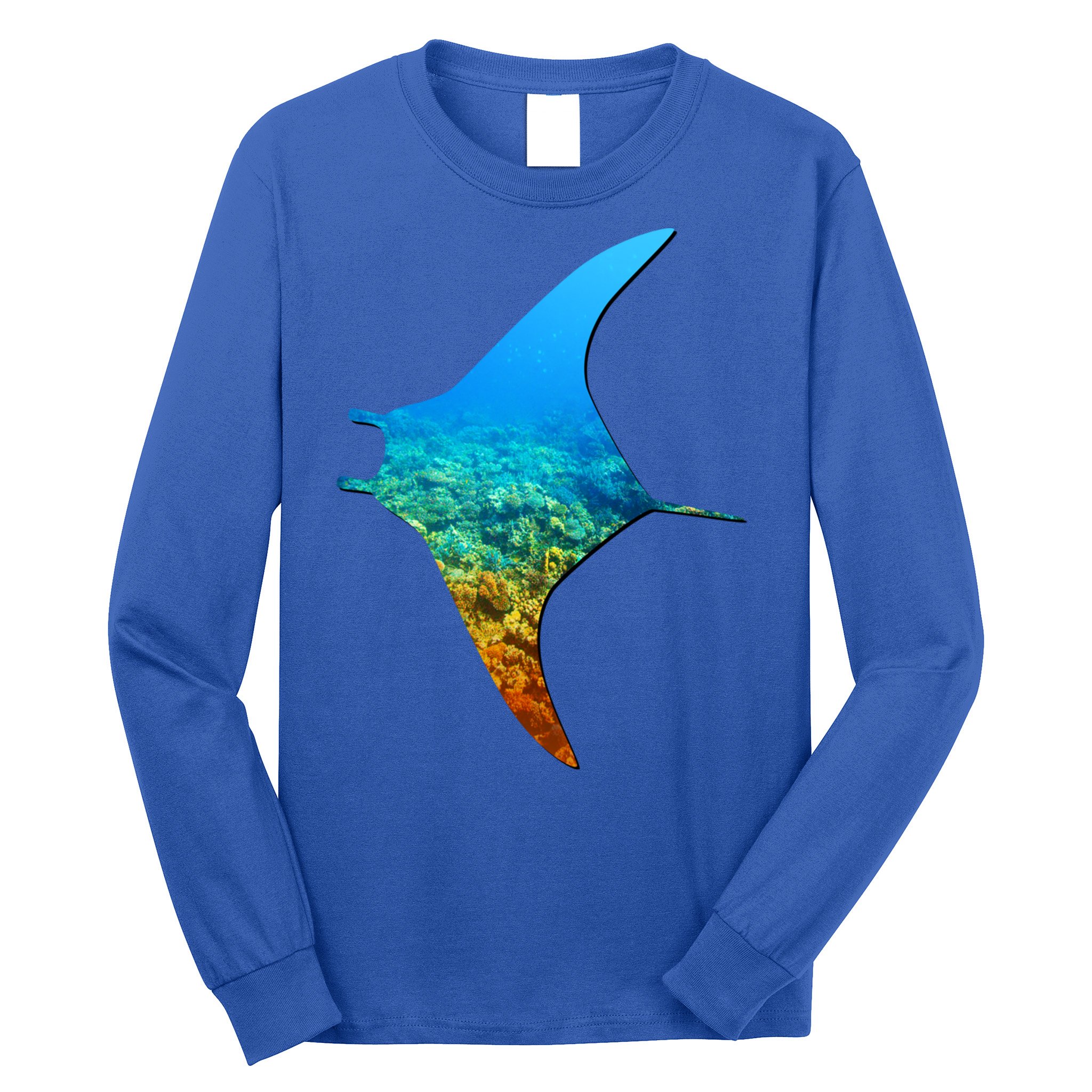 Manta Ray Silhouette Earth Day And Ocean Week Gift Long Sleeve Shirt
