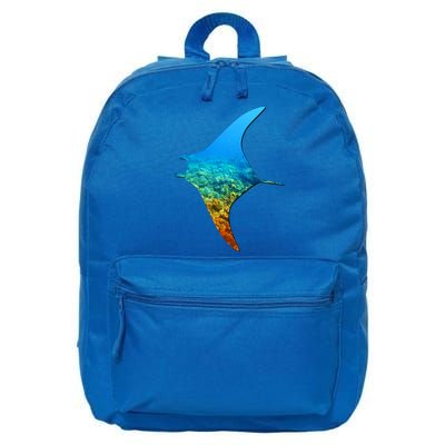Manta Ray Silhouette Earth Day And Ocean Week Gift 16 in Basic Backpack