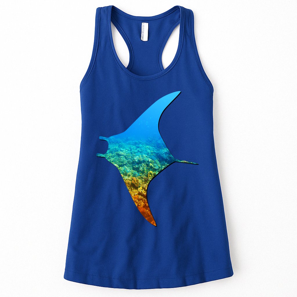Manta Ray Silhouette Earth Day And Ocean Week Gift Womens Tank Top