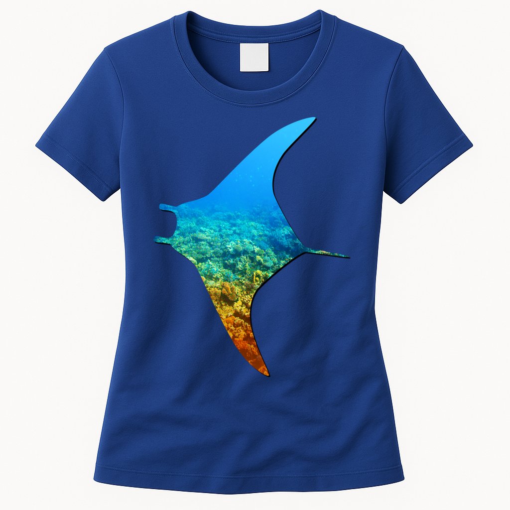 Manta Ray Silhouette Earth Day And Ocean Week Gift Womens T-Shirt